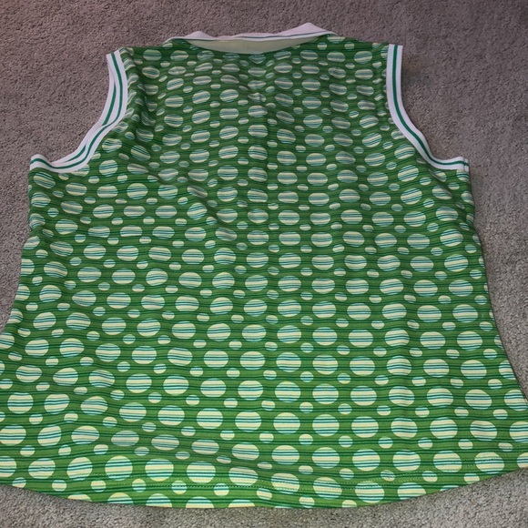 Liz Golf Sleeveless Top Petite Small PS SP Green Dots Stripes - Picture 2 of 15
